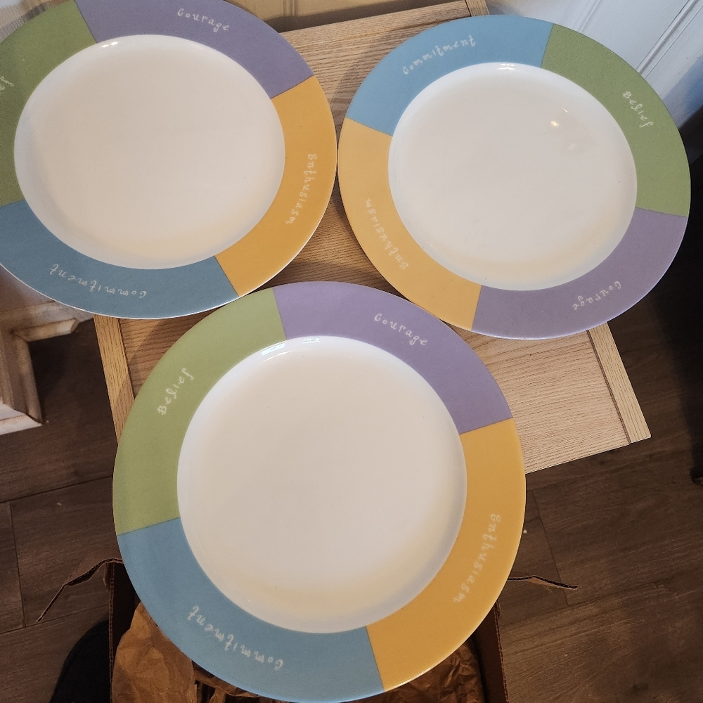 Mary Kay, Enthusiasm, Commitment, Belief, Courage, 10.75" China Dinner Plates